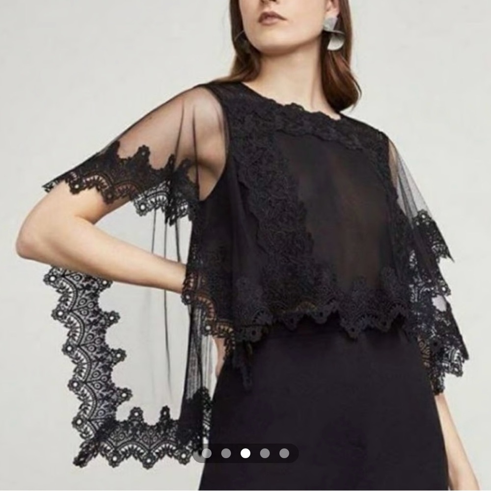 BCBGMAXAZRIA Tulle and Lace Blouse - Picture 3 of 11